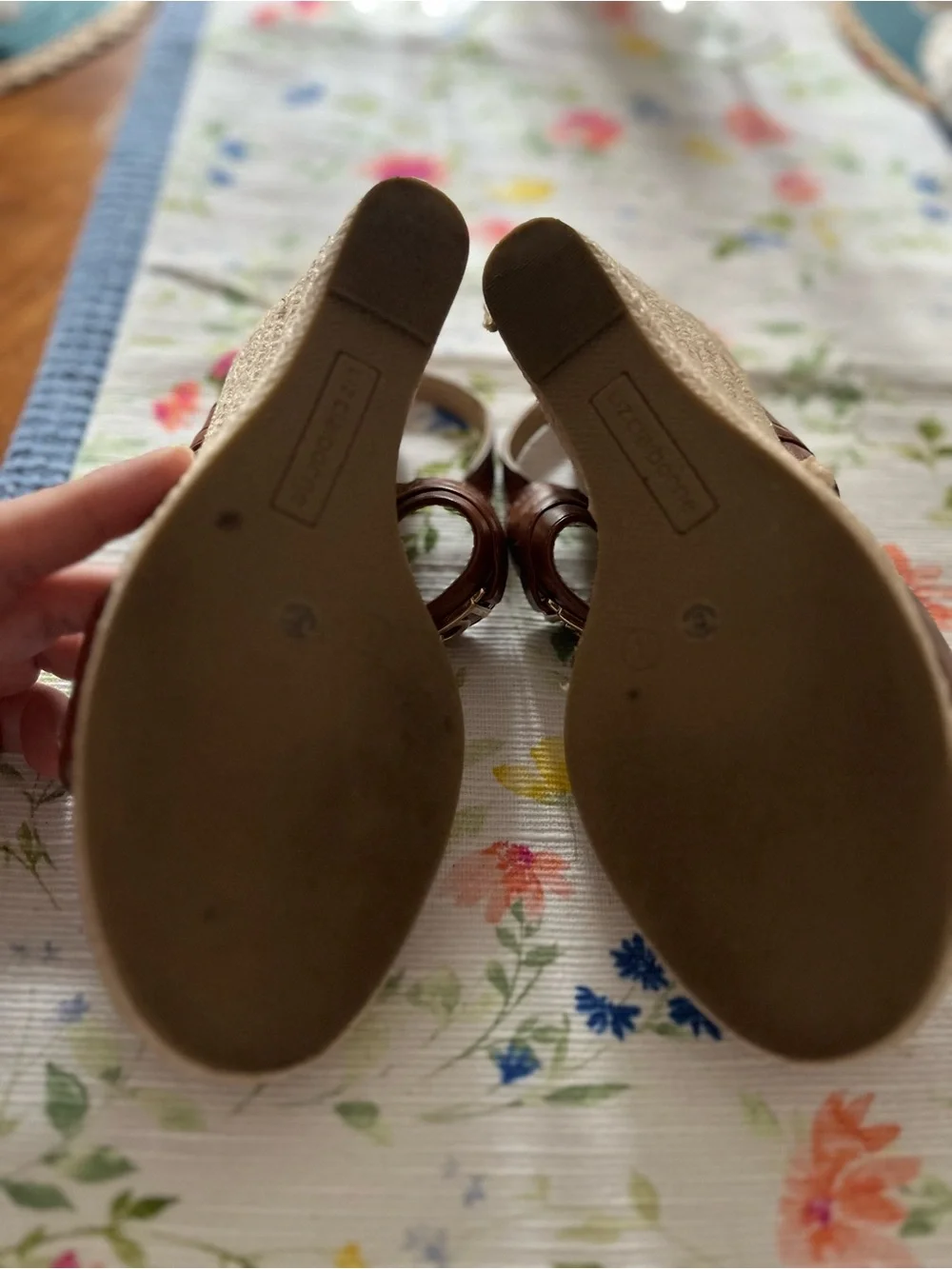 Liz Claiborne Brown Wedge Sandals with Gold Accent